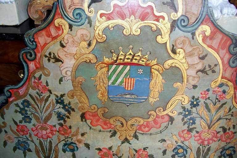 Italian or Venetian painted armorial boiserie panel or headboard 1