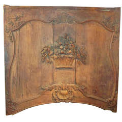 Louis XV , Rococo Carved  Floral and Fruit  Basket  Walnut Panel 