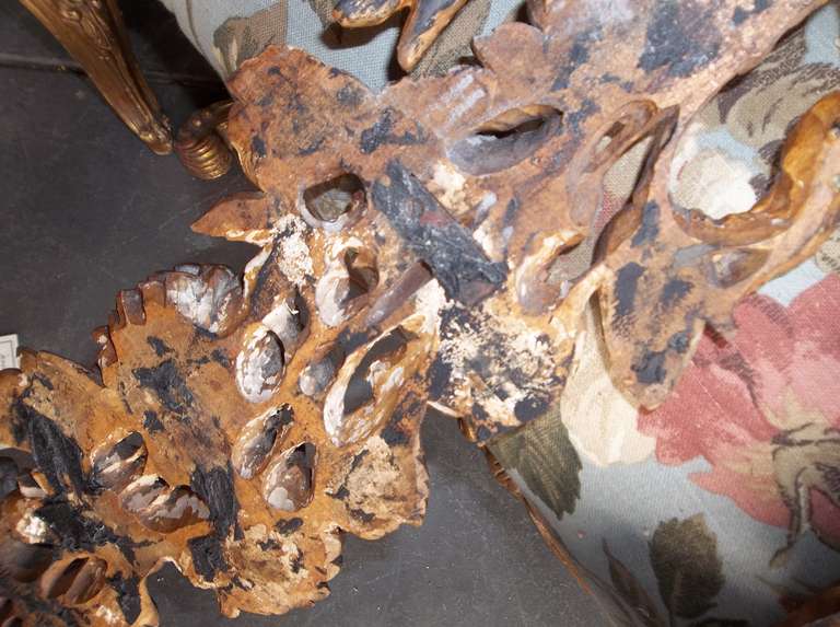 Mid-20th Century Pair of Carved Walnut And Gilt Garlands In The English Taste