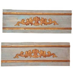 Pair of Blue Washed and Giltwood Boiserie Fragments