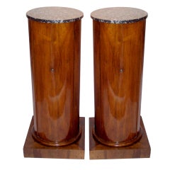 Pair French Or Italian Walnut Pedestal Cabinets