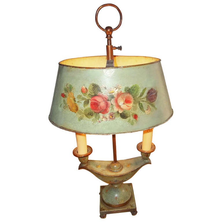 Petit Tole Floral Painted Lamp