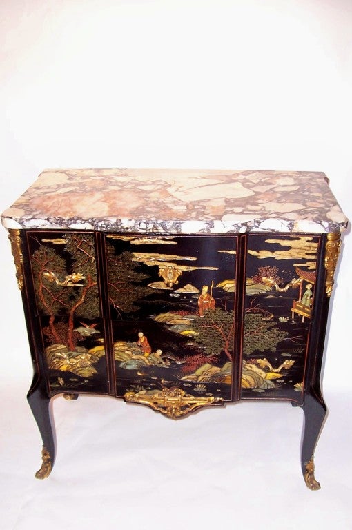 French black chinoiserie commode