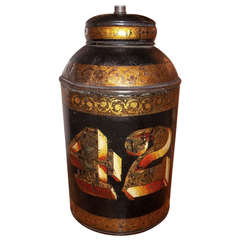 19th Century Tole Peinte Tea Canister Now A  Lamp