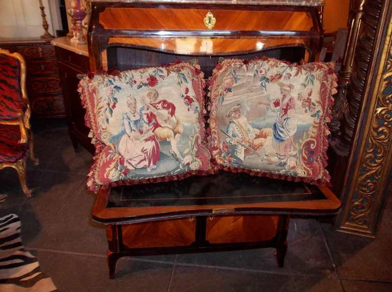 Louis XV Pair of 18th Century Aubusson Coverings Now Faced on Pillows