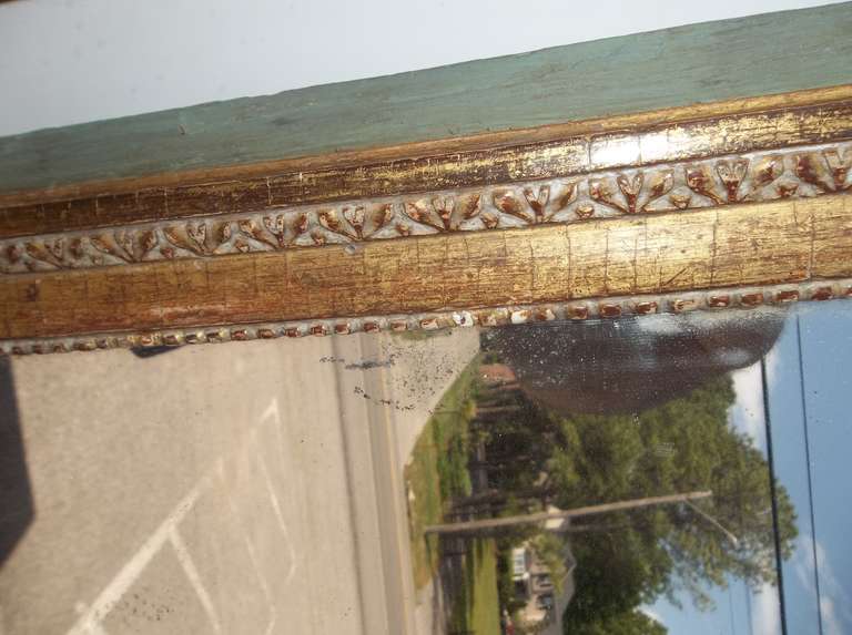 19th Century Louis XVI Style Painted And Parcel Giltwood Mirror