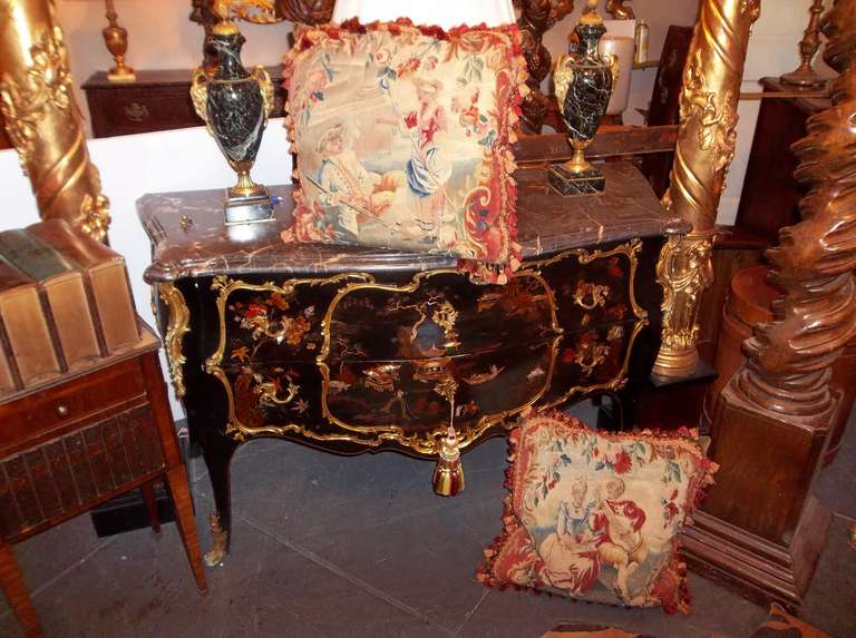 French Pair of 18th Century Aubusson Coverings Now Faced on Pillows