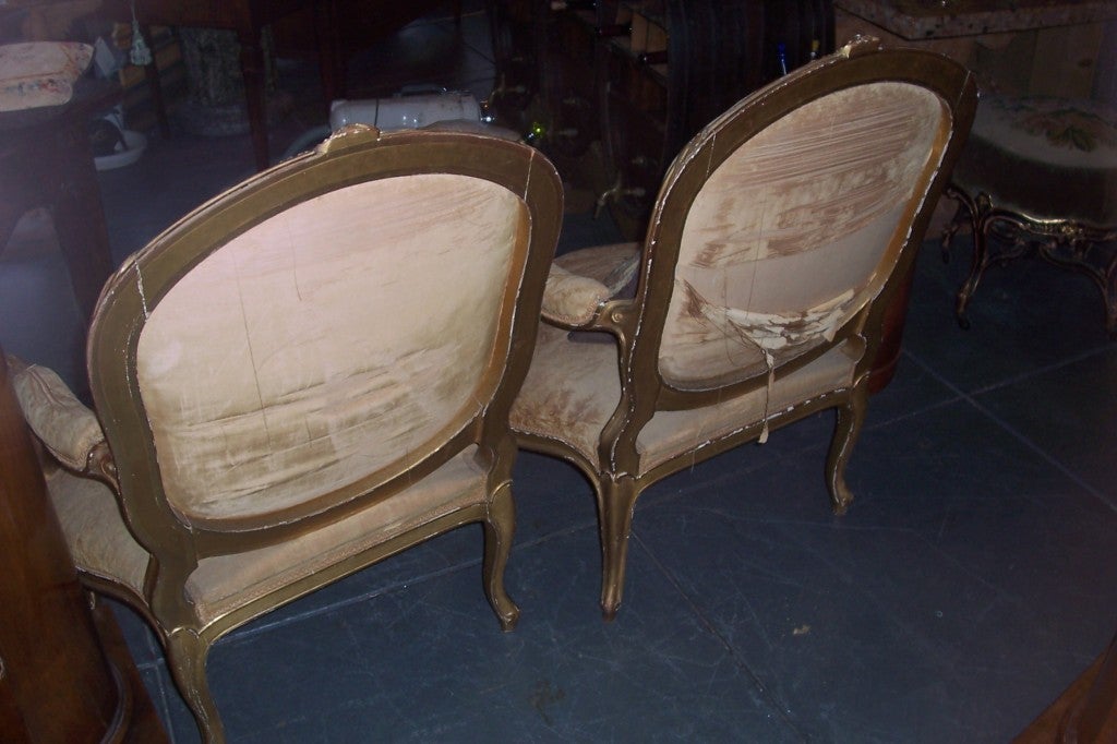 Pair of giltwood fauteuil, armchair w/ Aubusson style tapestry 5