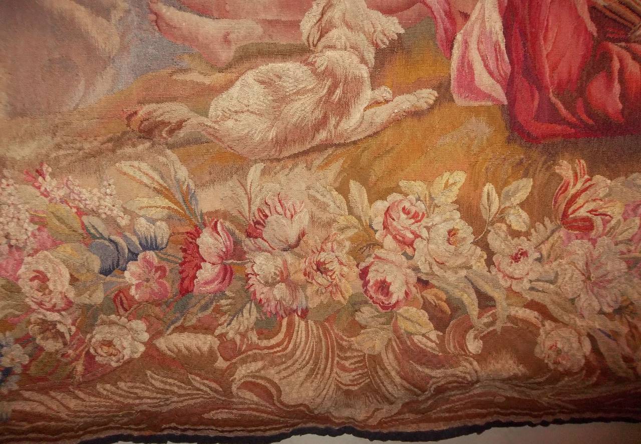 Großer französischer Wandteppich im Louis XV.-Stil im Beauvais-Stil im Boucher-Rokoko-Stil 3