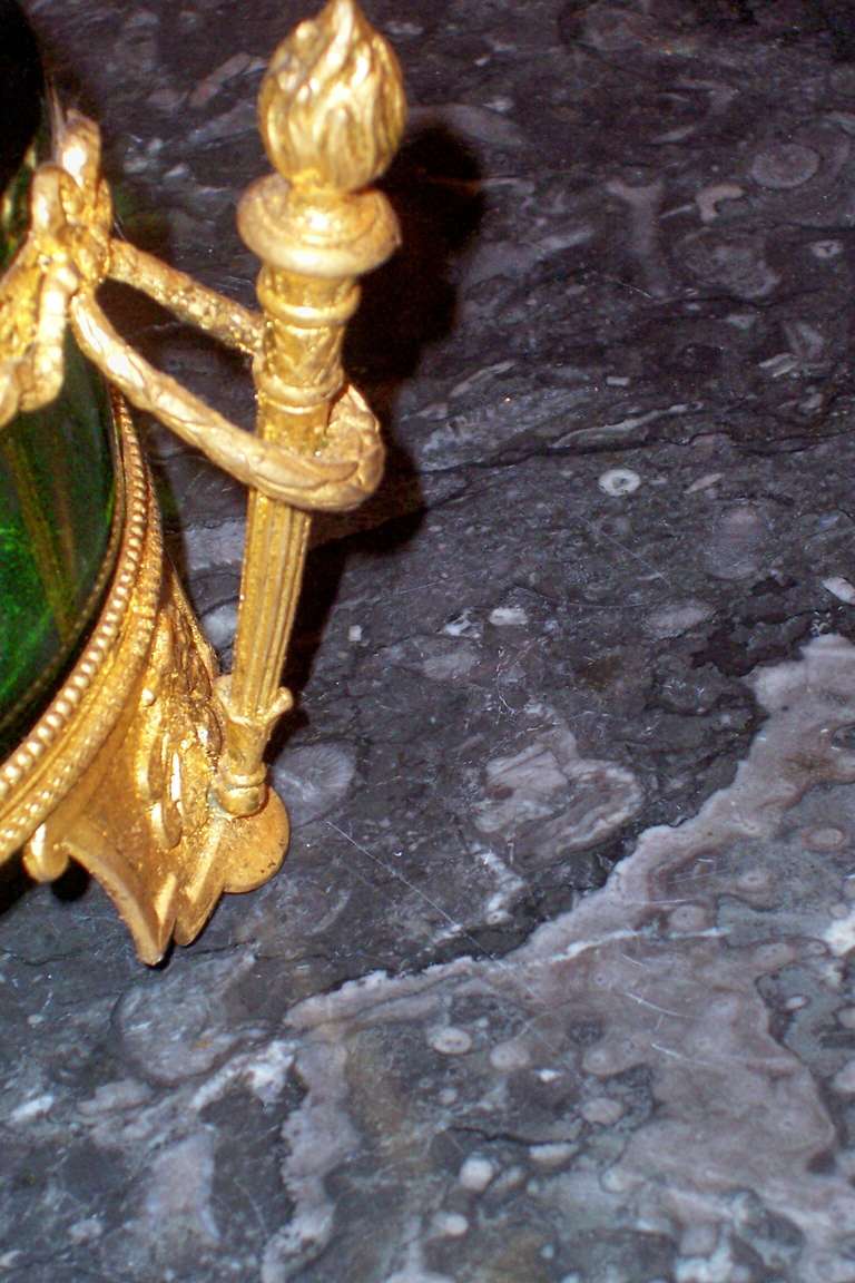 First Empire Large  Empire style green glass & gilt bronze ( ormolu ) mounted compote
