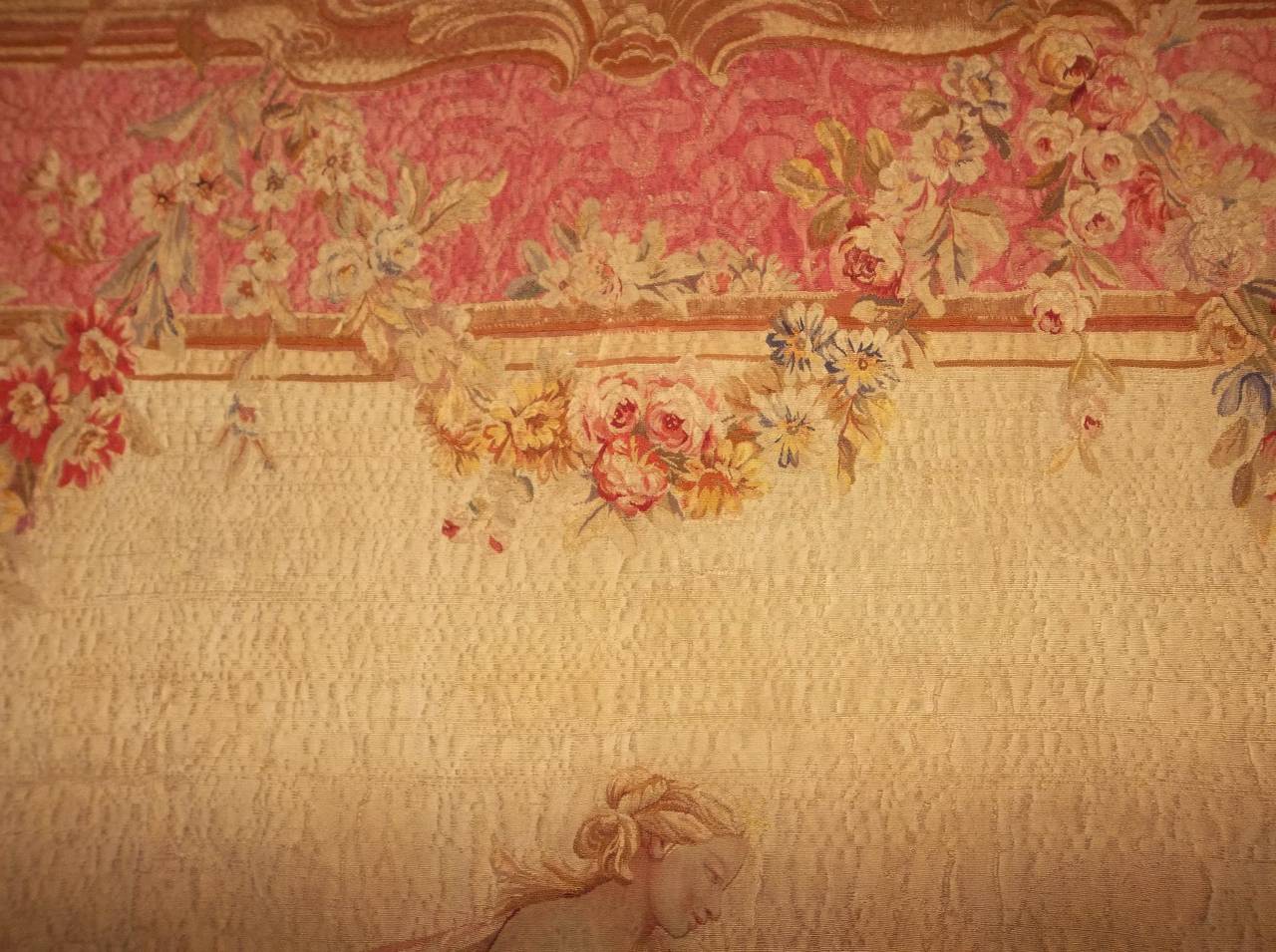 Großer französischer Wandteppich im Louis XV.-Stil im Beauvais-Stil im Boucher-Rokoko-Stil 5