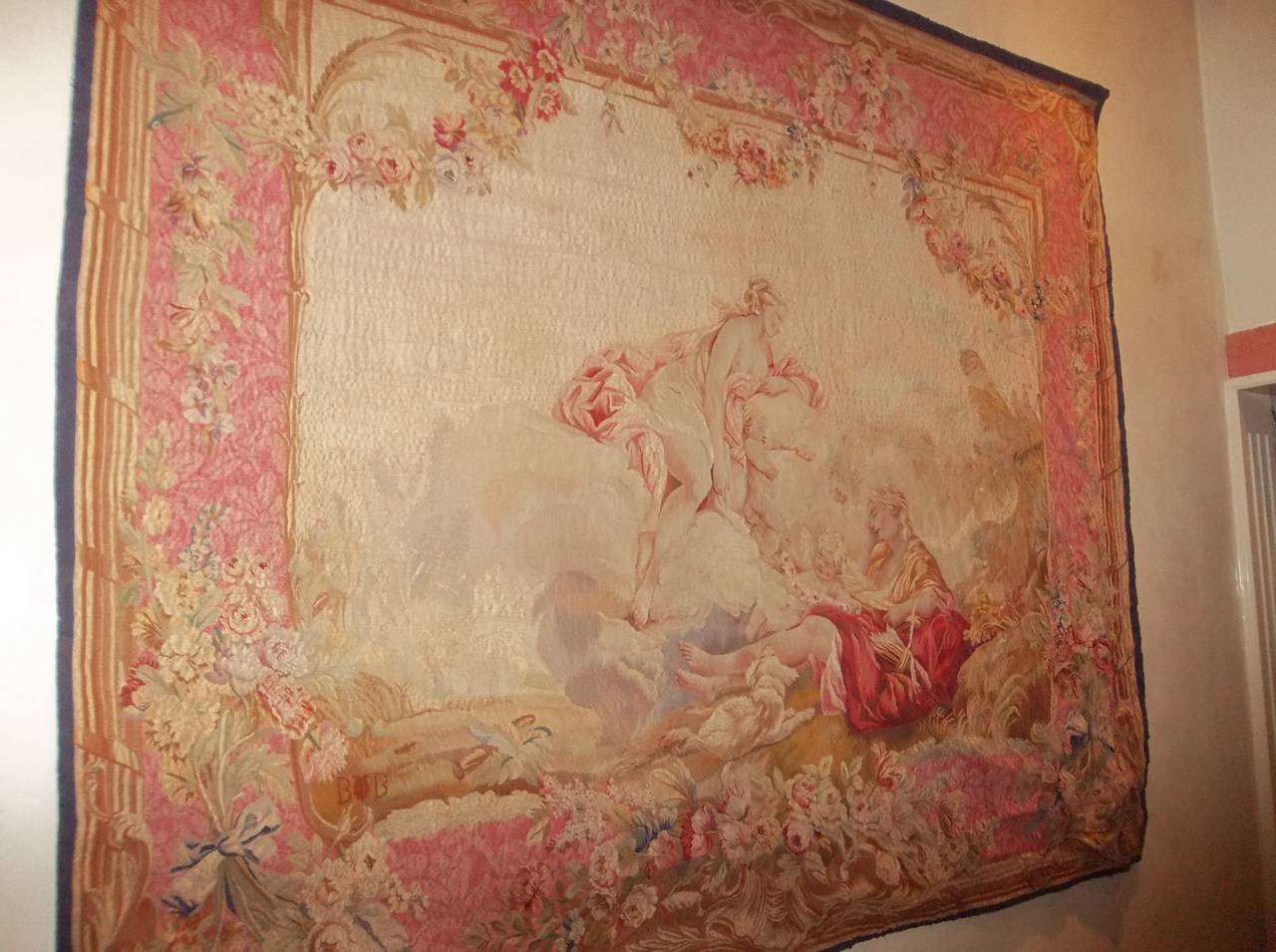 Großer französischer Wandteppich im Louis XV.-Stil im Beauvais-Stil im Boucher-Rokoko-Stil (19. Jahrhundert)