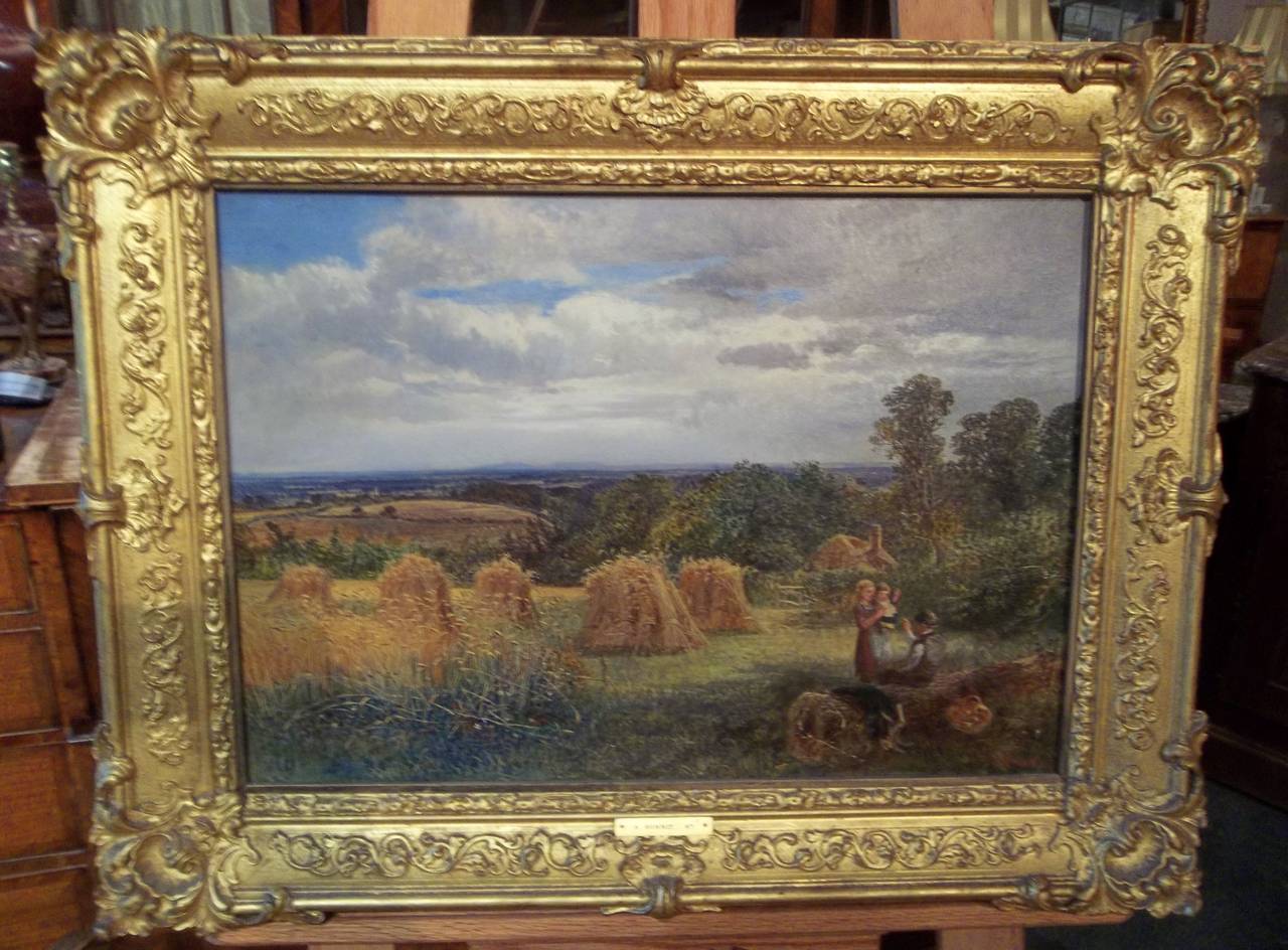English Landscape of Cornfields Signed and Dated 1867 A. J. Bennett 5