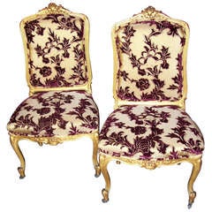Pair of Louis XV Style Giltwood Side Chairs