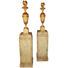 Pair of Neoclassical Styled Urns on Pedestals