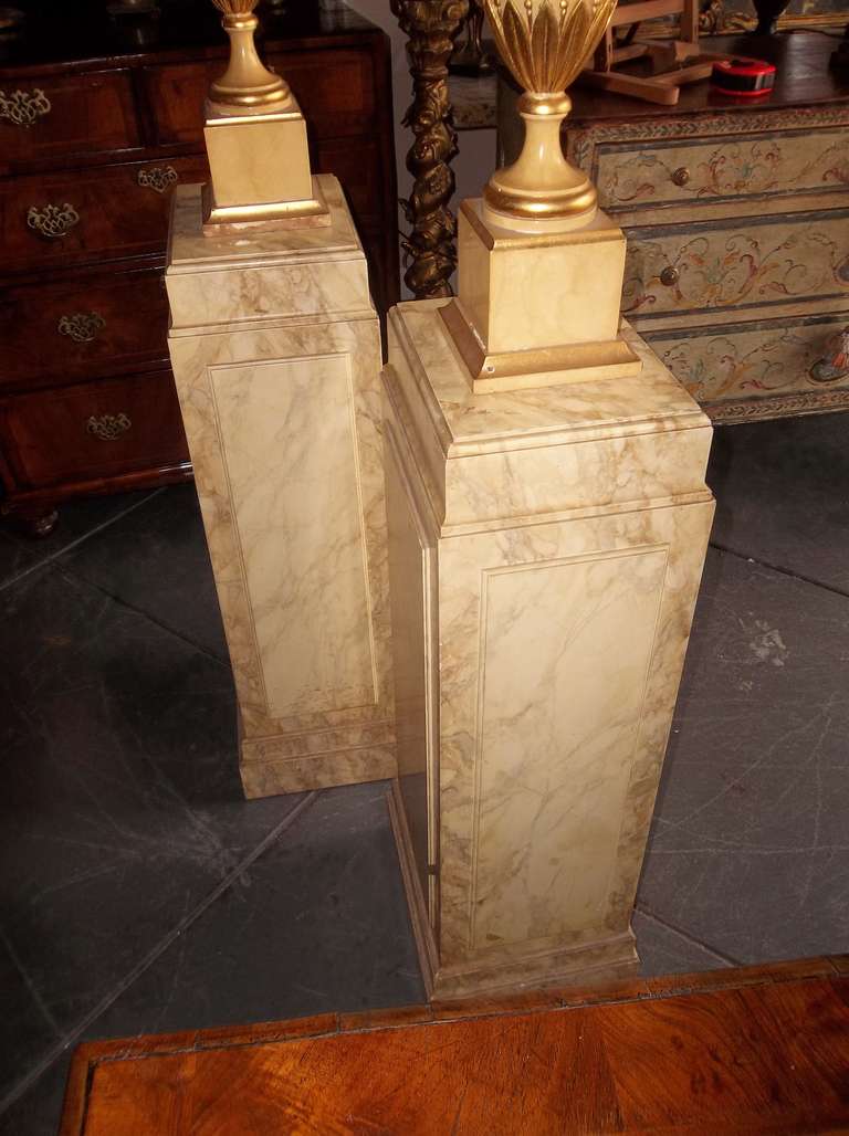 20th Century Pair of Neoclassical Styled Urns on Pedestals