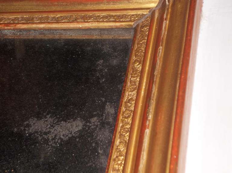 Wood Gilt and Paint Decorated Trumeau Mirror