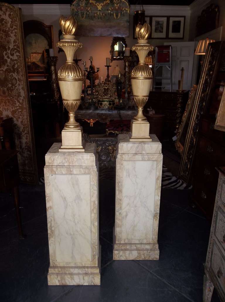 Pair of Neoclassical Styled Urns on Pedestals 2