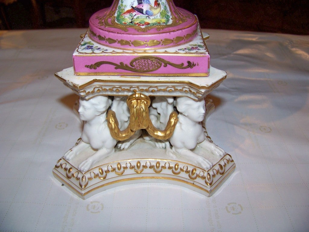 George II Pair of Pompadour Pink Hard Paste English Urns
