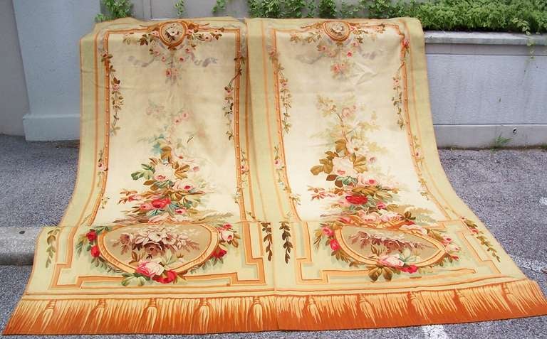 Rococo Pair of Aubusson Entre Fenetres tapestries  France