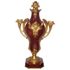Louis XV Style Ox Blood Red Marble Candelabrum with Ormolu Fittings