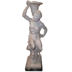 Erotic Carved Marble Satyr Now Mounted as Lamp