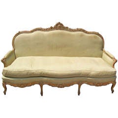 Louis XV Style Distressed Paint and Parcel Gilt Sofa or Canape