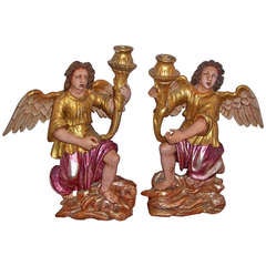 Pair of Gilt Angels as Candlesticks or Candlesticks, Contra Posto