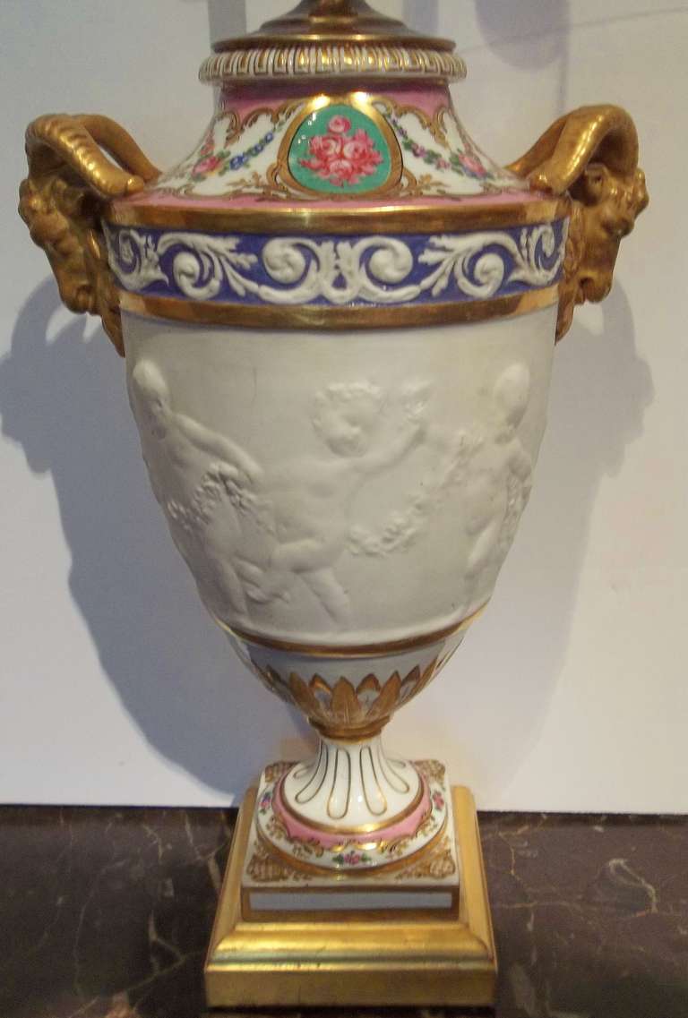Sevres Style and Parcel-Biscuit Vase, Mounted as a Lamp 1