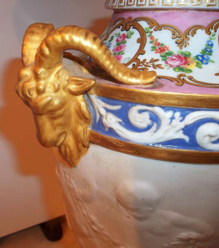 Sevres Style and Parcel-Biscuit Vase, Mounted as a Lamp In Excellent Condition In Nashville, TN