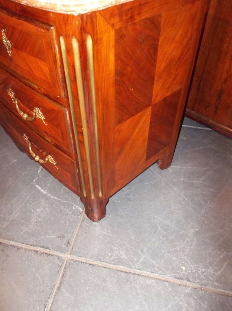 20th Century Regence Style Tulipwood And Kingwood Parquetry Commode