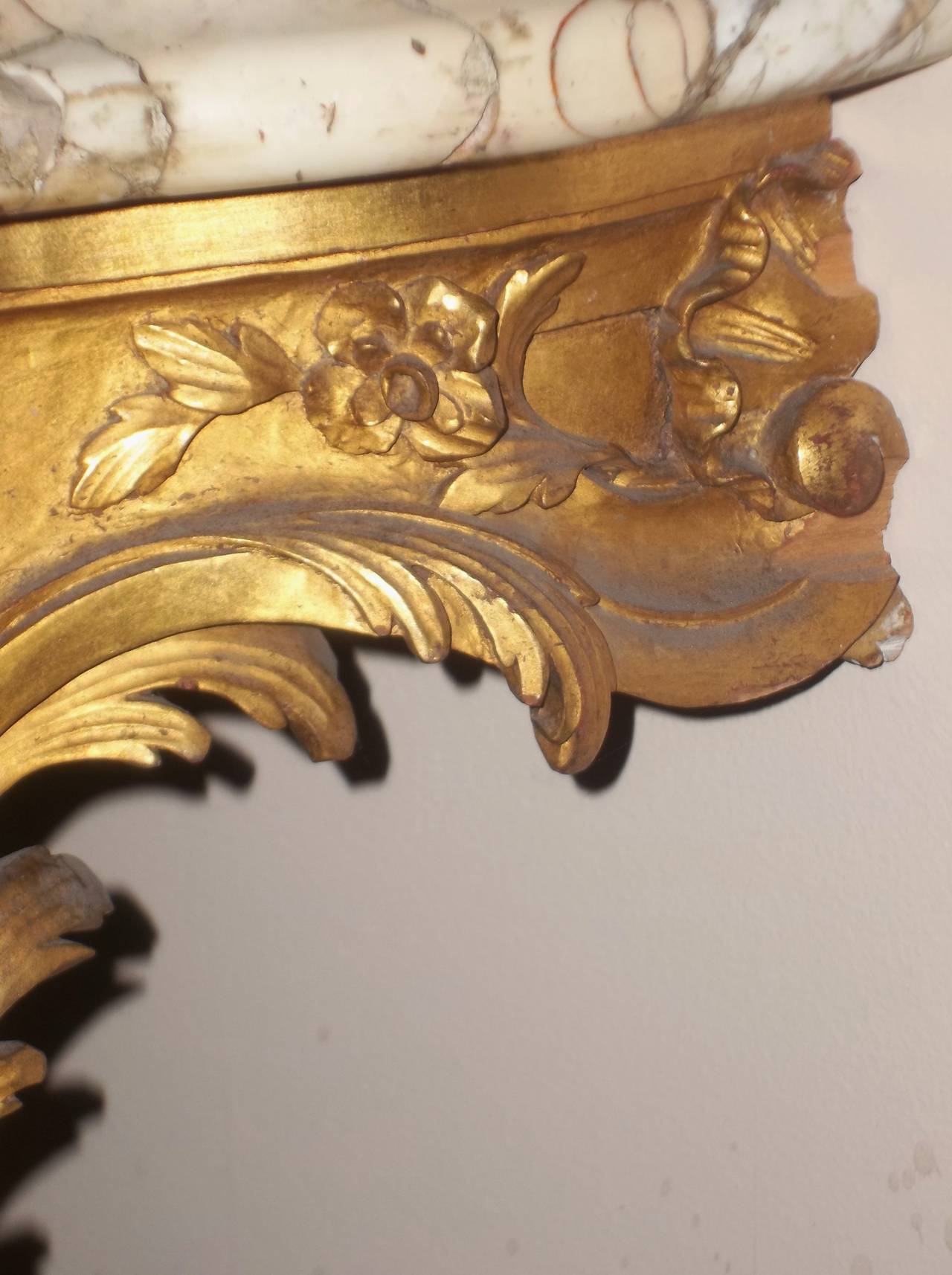 Louis XV Style Giltwood Console of Cul de Lampe Form 2