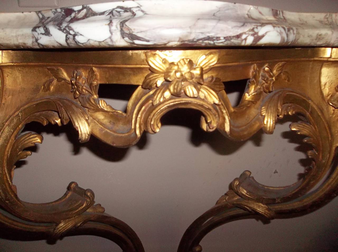 Louis XV Style Giltwood Console of Cul de Lampe Form 3