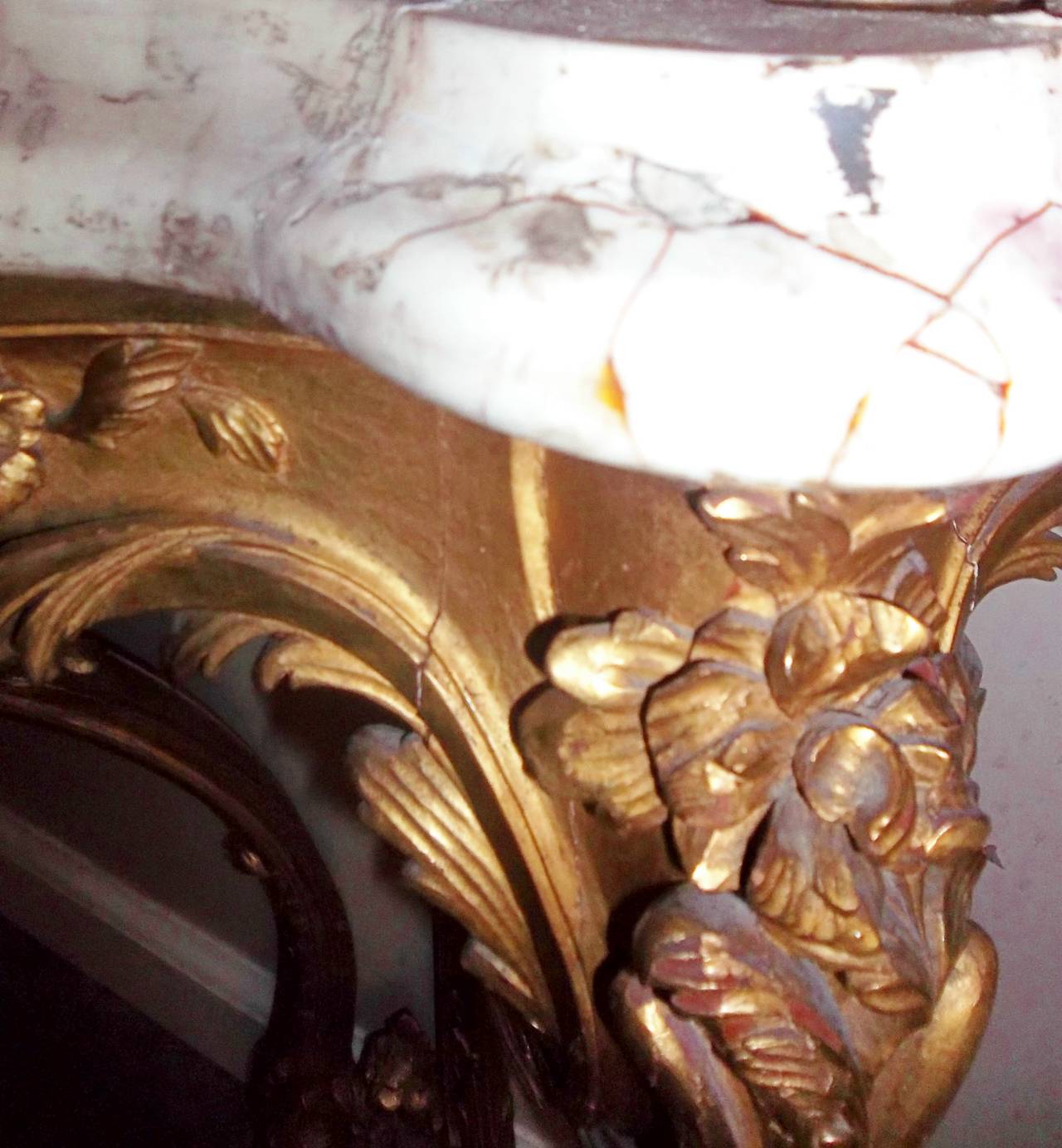 19th Century Louis XV Style Giltwood Console of Cul de Lampe Form