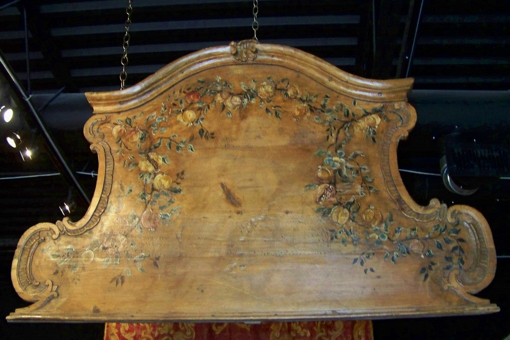 Italian Tuscan Floral Painted Panel Overdoor