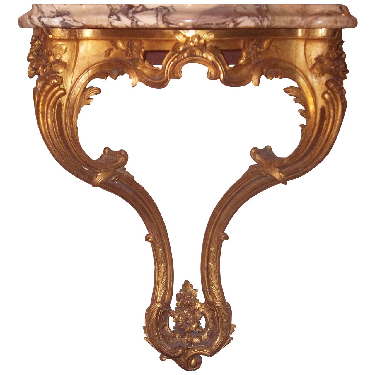 Louis XV Style Giltwood Console of Cul de Lampe Form