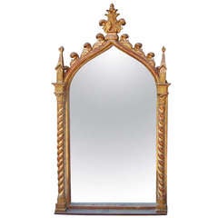 Antique Italian Giltwood Mirror w/ Solomonic Columns , Style of Venetian Lace Gothic