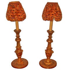 pair giltwood candlesticks now mounted as lamps 6