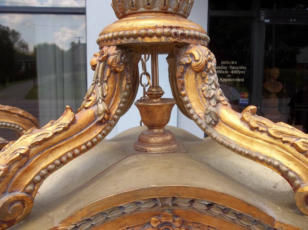 Pair of Italian Rococo Styled Giltwood Lanterns, Paint Highlights 1