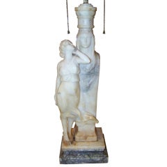 1920's Deco alabaster sculpture now mounted as a lamp