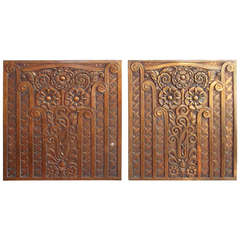 Pair of Solid Bronze Art Deco Panels or Architectural Fragment