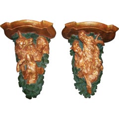 Pair of wall brackets, possibly black forest