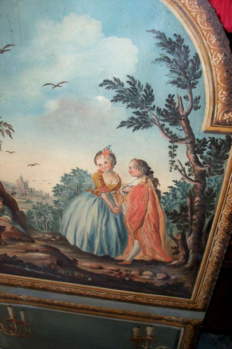 Panneau Trumeau de style Louis XVI avec panneau de miroir en trompe-l'œil en vente 1