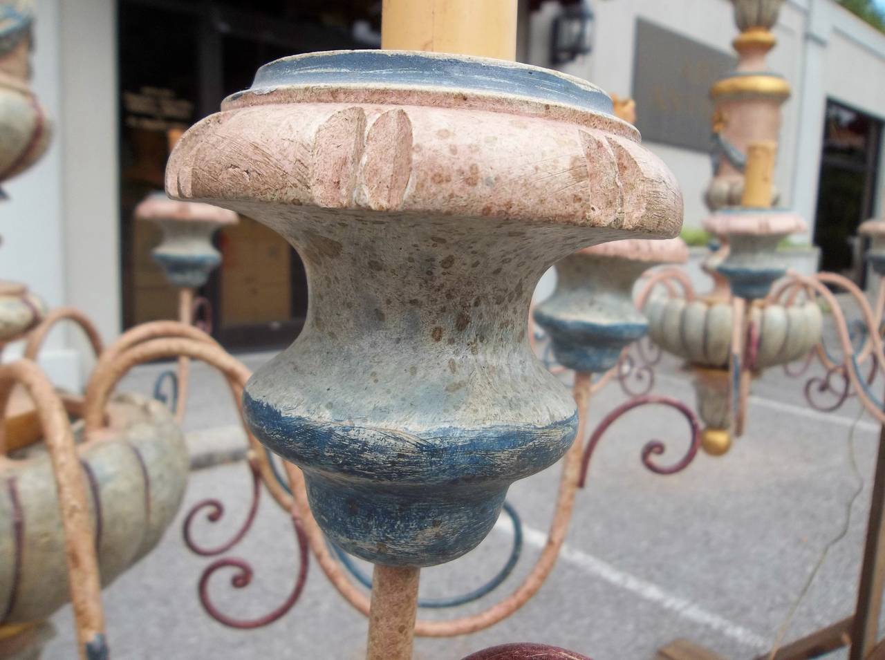 Pair of French or Italian Wood Painted Chandeliers In Excellent Condition In Nashville, TN