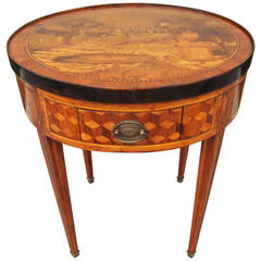 Louis XVI Style Marquetry and Parquetry Inlaid Bouillotte or Center Table