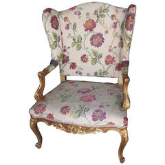 Louis XV Style Giltwood Butterfly Wing Chair 3