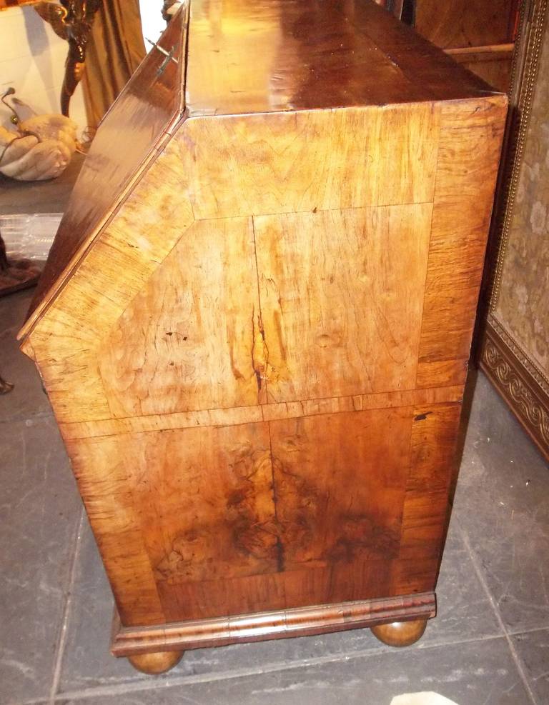 18th Century George I Highly Figured, Walnut Slant Top Desk