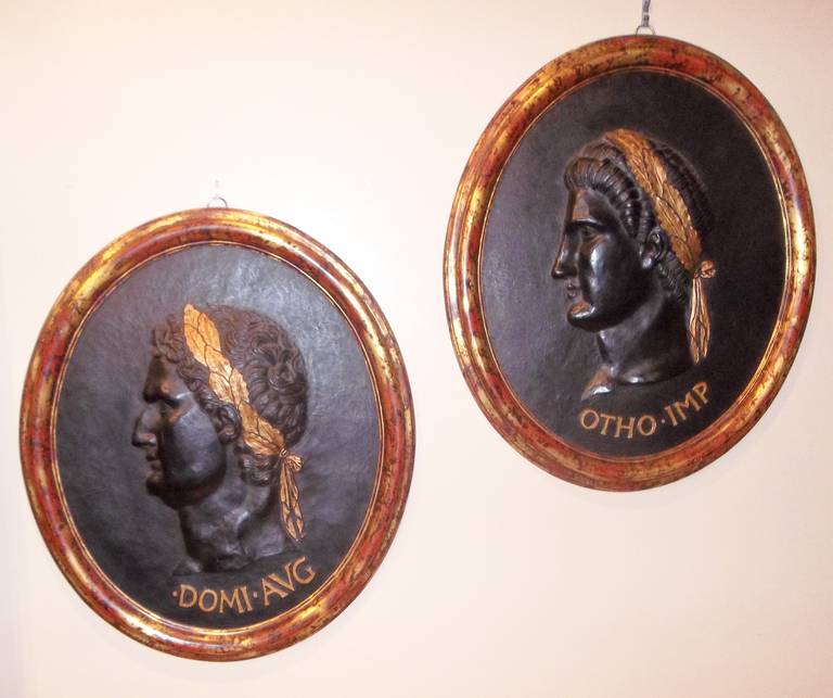Pair of Portrait Medallions of Caesars, Grand Tour Tradition