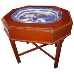 Mahogany Side or Cocktail Table with Chinese Export Platter
