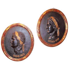 Pair of Portrait Medallions of Caesars, Grand Tour Tradition